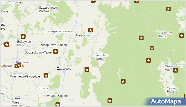 mapa Szemplino Czarne, Szemplino Czarne na mapie Targeo