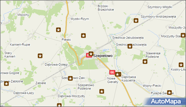 mapa Szepietowo, Szepietowo na mapie Targeo