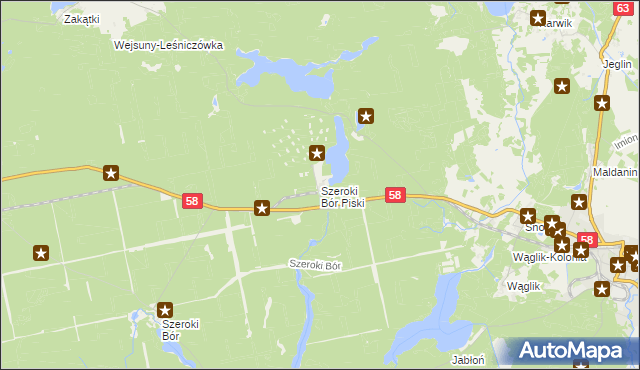 mapa Szeroki Bór Piski, Szeroki Bór Piski na mapie Targeo