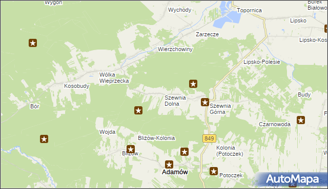 mapa Szewnia Dolna, Szewnia Dolna na mapie Targeo