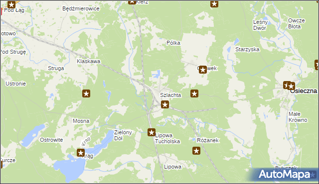 mapa Szlachta gmina Osieczna, Szlachta gmina Osieczna na mapie Targeo