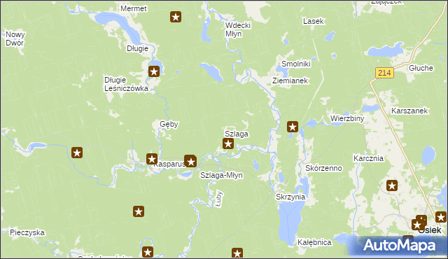 mapa Szlaga, Szlaga na mapie Targeo