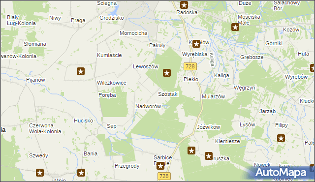 mapa Szóstaki, Szóstaki na mapie Targeo