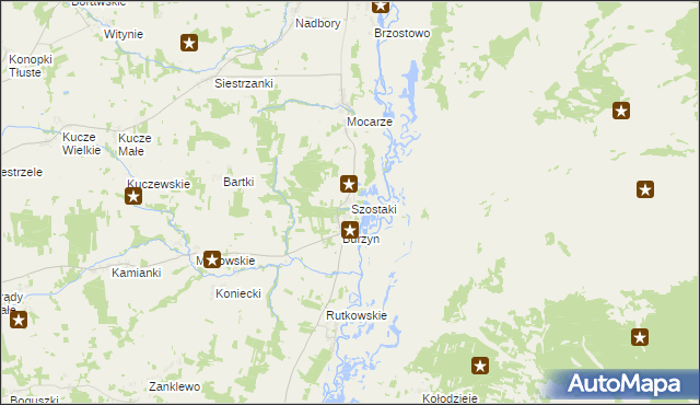 mapa Szostaki gmina Jedwabne, Szostaki gmina Jedwabne na mapie Targeo