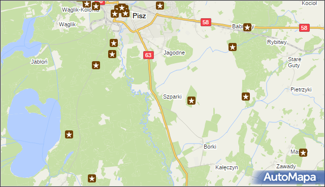 mapa Szparki, Szparki na mapie Targeo