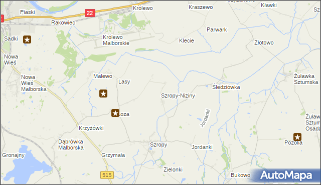 mapa Szropy-Niziny, Szropy-Niziny na mapie Targeo