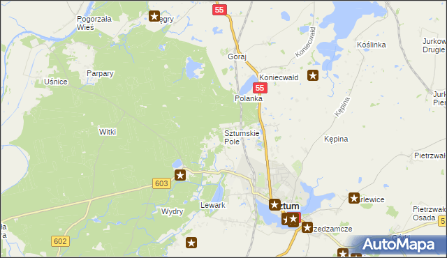 mapa Sztumskie Pole, Sztumskie Pole na mapie Targeo