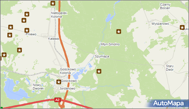 mapa Szumiąca gmina Międzyrzecz, Szumiąca gmina Międzyrzecz na mapie Targeo