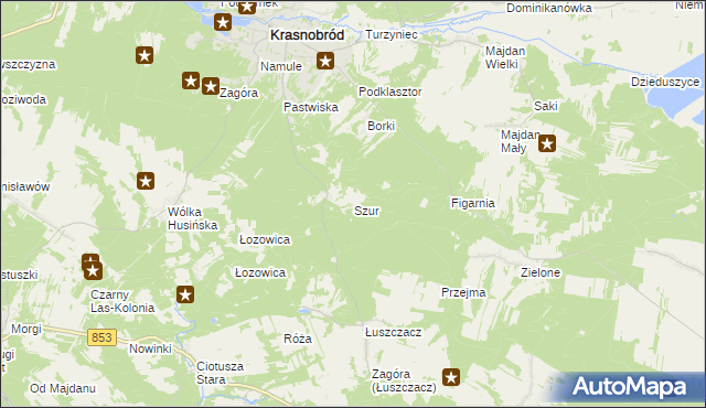 mapa Szur, Szur na mapie Targeo