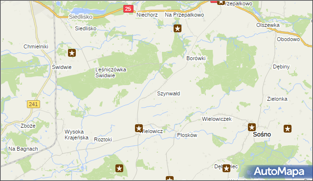 mapa Szynwałd gmina Sośno, Szynwałd gmina Sośno na mapie Targeo