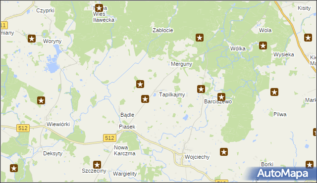 mapa Tapilkajmy, Tapilkajmy na mapie Targeo