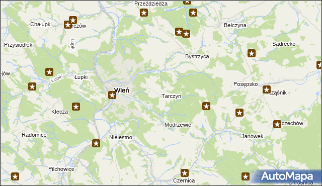 mapa Tarczyn gmina Wleń, Tarczyn gmina Wleń na mapie Targeo