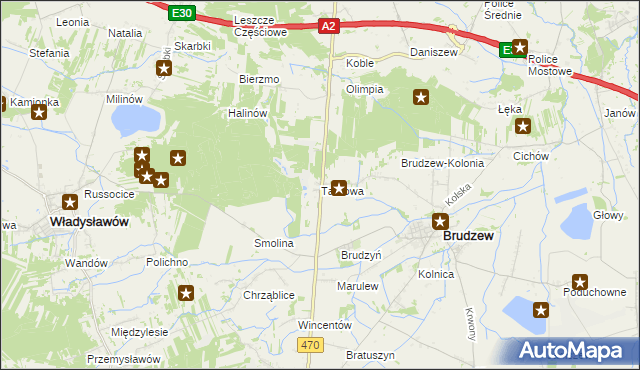 mapa Tarnowa gmina Brudzew, Tarnowa gmina Brudzew na mapie Targeo