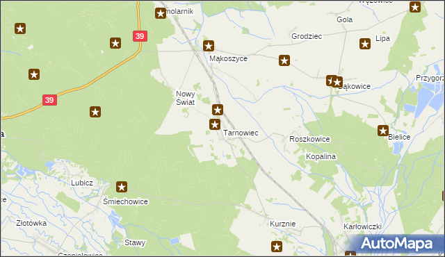 mapa Tarnowiec gmina Lubsza, Tarnowiec gmina Lubsza na mapie Targeo