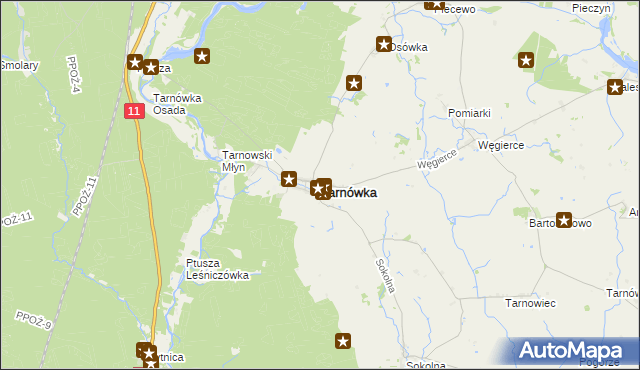 mapa Tarnówka powiat złotowski, Tarnówka powiat złotowski na mapie Targeo