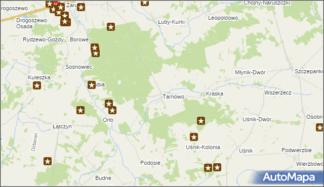 mapa Tarnowo gmina Miastkowo, Tarnowo gmina Miastkowo na mapie Targeo