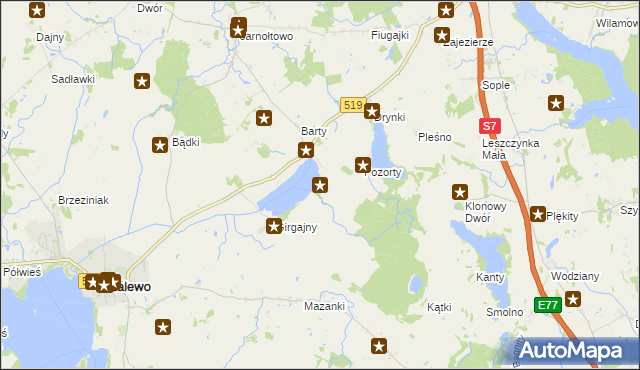 mapa Tarpno gmina Zalewo, Tarpno gmina Zalewo na mapie Targeo