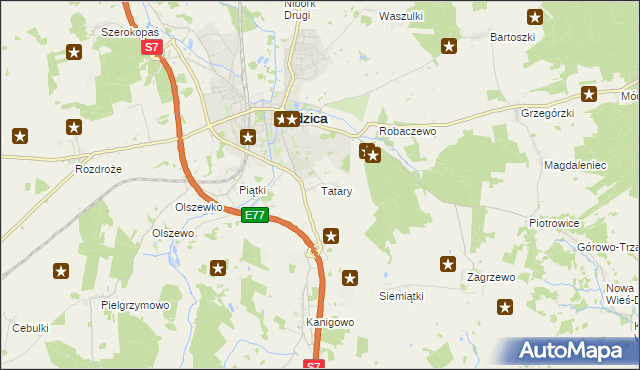 mapa Tatary gmina Nidzica, Tatary gmina Nidzica na mapie Targeo