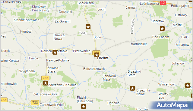 mapa Tczów, Tczów na mapie Targeo
