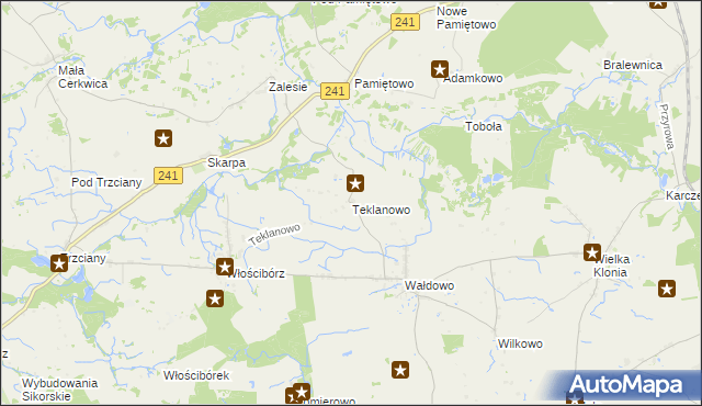 mapa Teklanowo, Teklanowo na mapie Targeo