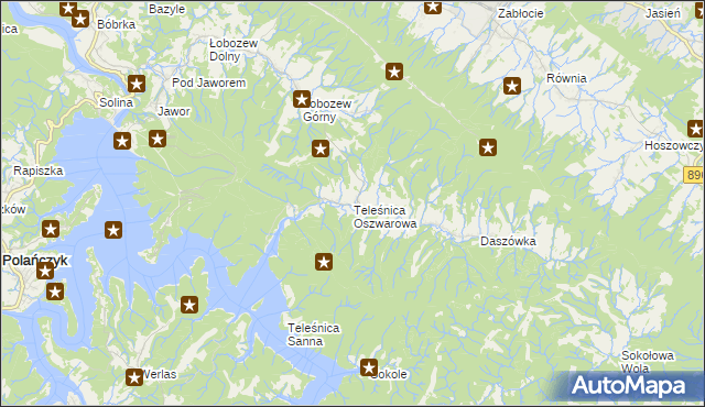 mapa Teleśnica Oszwarowa, Teleśnica Oszwarowa na mapie Targeo