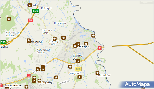 mapa Terespol powiat bialski, Terespol powiat bialski na mapie Targeo