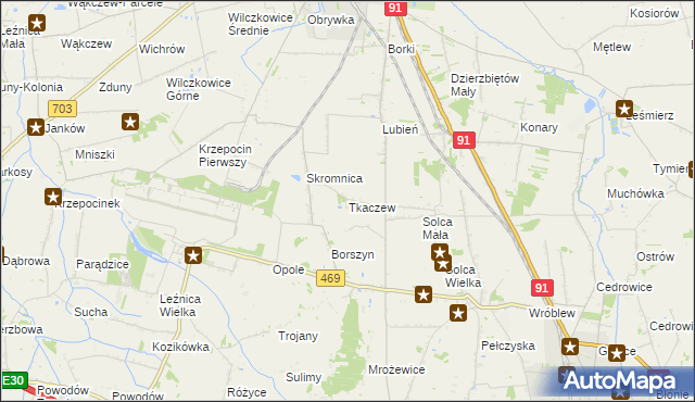 mapa Tkaczew, Tkaczew na mapie Targeo