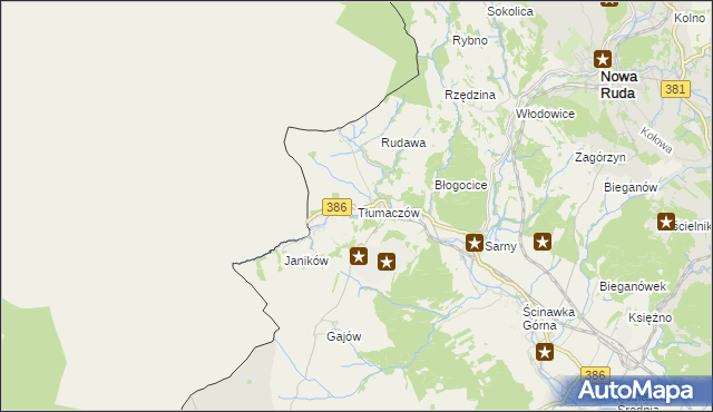 mapa Tłumaczów, Tłumaczów na mapie Targeo