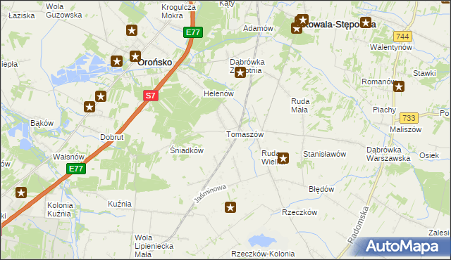 mapa Tomaszów gmina Orońsko, Tomaszów gmina Orońsko na mapie Targeo