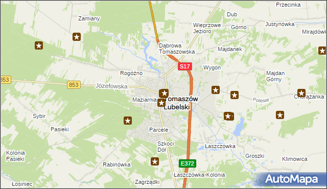 mapa Tomaszów Lubelski, Tomaszów Lubelski na mapie Targeo