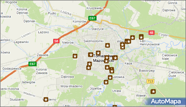 mapa Tomaszów Mazowiecki, Tomaszów Mazowiecki na mapie Targeo