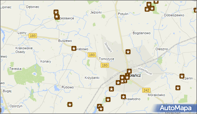 mapa Tomczyce gmina Gołańcz, Tomczyce gmina Gołańcz na mapie Targeo