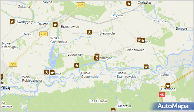 mapa Tomczyce gmina Mogielnica, Tomczyce gmina Mogielnica na mapie Targeo