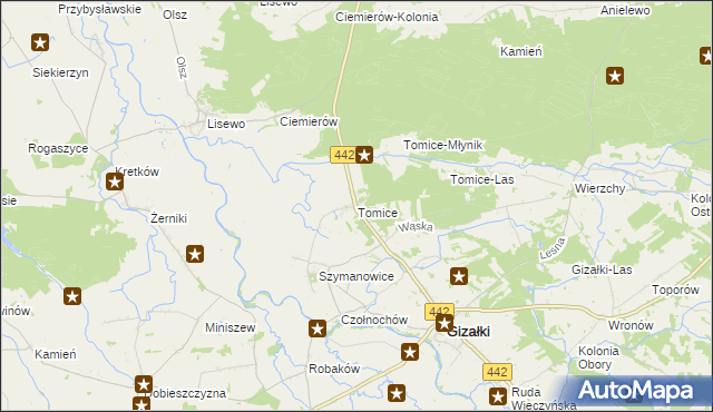 mapa Tomice gmina Gizałki, Tomice gmina Gizałki na mapie Targeo