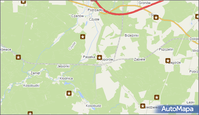 mapa Toporów gmina Łagów, Toporów gmina Łagów na mapie Targeo