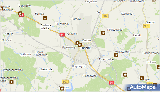mapa Toszek, Toszek na mapie Targeo