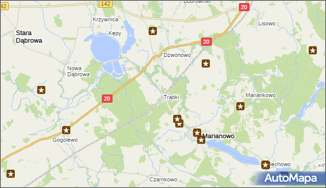 mapa Trąbki gmina Marianowo, Trąbki gmina Marianowo na mapie Targeo