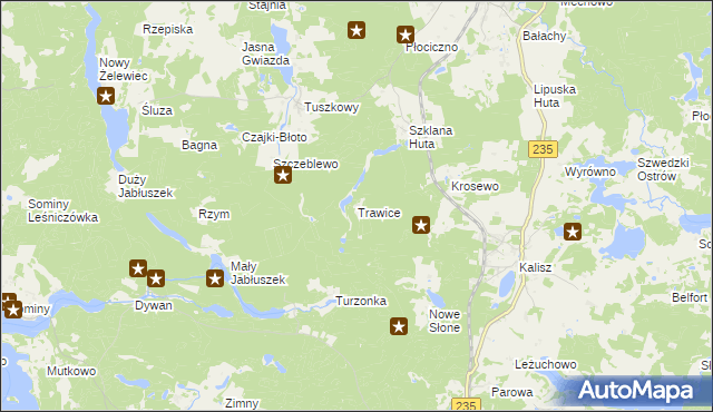 mapa Trawice, Trawice na mapie Targeo