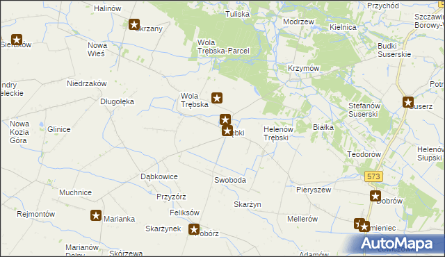 mapa Trębki, Trębki na mapie Targeo