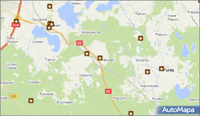 mapa Trękusek, Trękusek na mapie Targeo