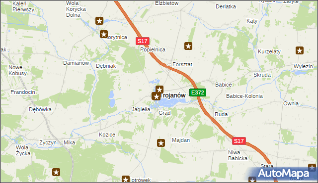 mapa Trojanów powiat garwoliński, Trojanów powiat garwoliński na mapie Targeo