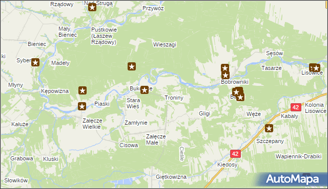 mapa Troniny, Troniny na mapie Targeo