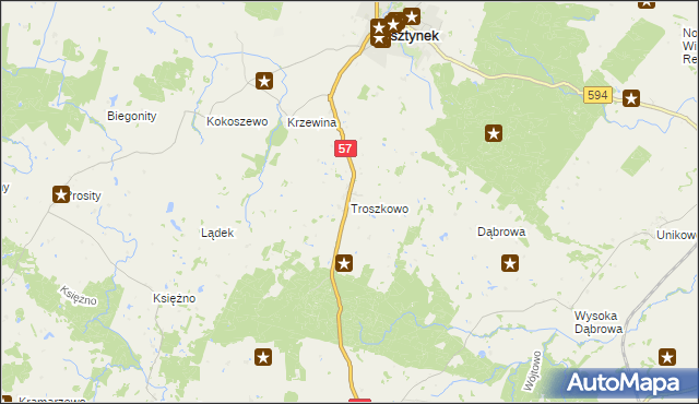 mapa Troszkowo, Troszkowo na mapie Targeo