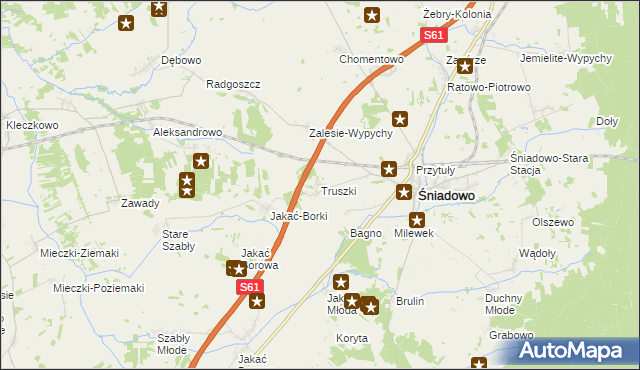 mapa Truszki gmina Śniadowo, Truszki gmina Śniadowo na mapie Targeo