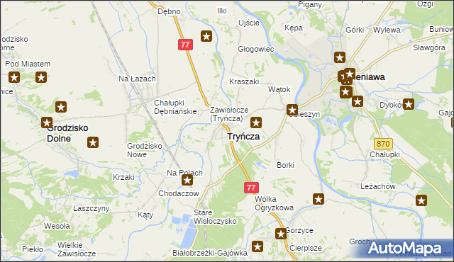 mapa Tryńcza, Tryńcza na mapie Targeo