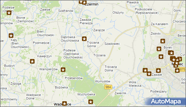 mapa Trzciana gmina Czermin, Trzciana gmina Czermin na mapie Targeo