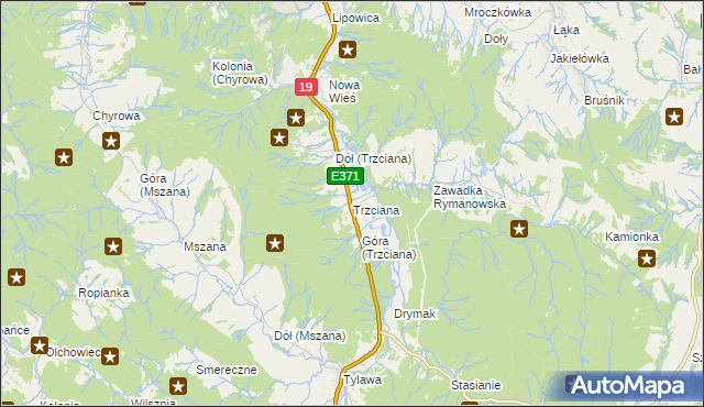 mapa Trzciana gmina Dukla, Trzciana gmina Dukla na mapie Targeo