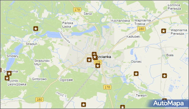 mapa Trzcianka powiat czarnkowsko-trzcianecki, Trzcianka powiat czarnkowsko-trzcianecki na mapie Targeo