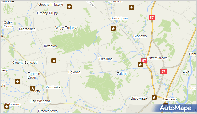 mapa Trzciniec gmina Pułtusk, Trzciniec gmina Pułtusk na mapie Targeo