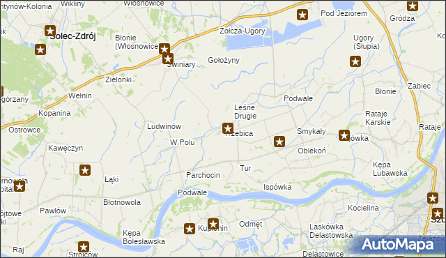 mapa Trzebica, Trzebica na mapie Targeo